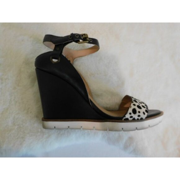 Linea Paolo Ella Wedge Sandal Black white Print size 8 - Picture 3 of 11